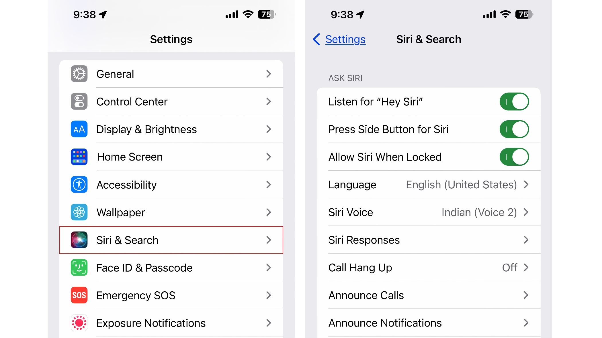 iOS 16 Siri settings